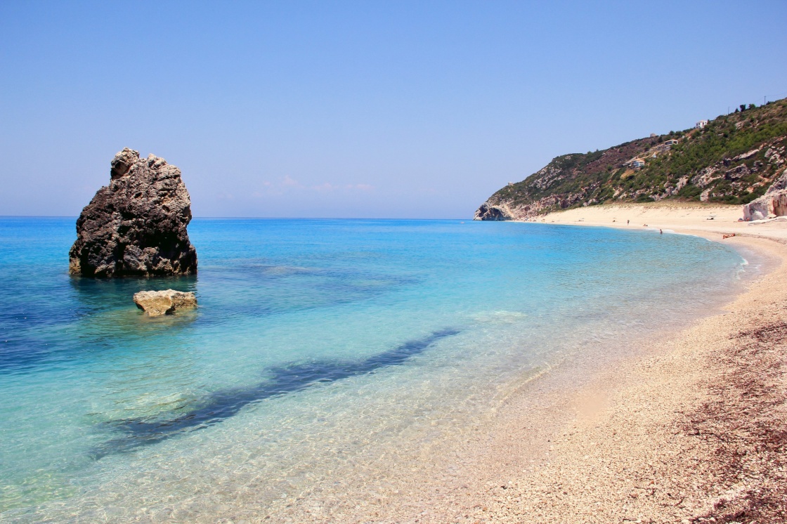 Mylos beach in Lefkada island in Greece